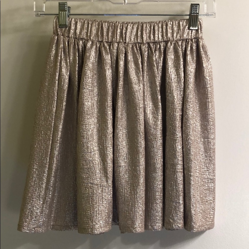 Metallic gold skater mini skirt